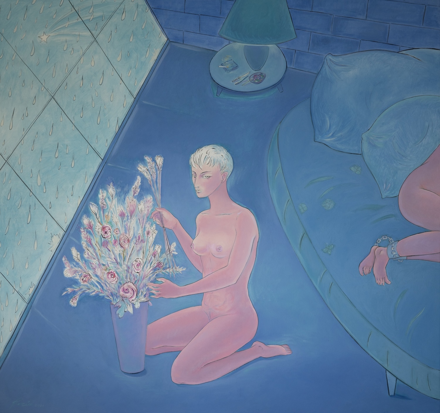 RG 03 Rocío García Lluvia Azul Blue Rain 2021 Oil on canvas 70 8 H x 74 8 W copy 2