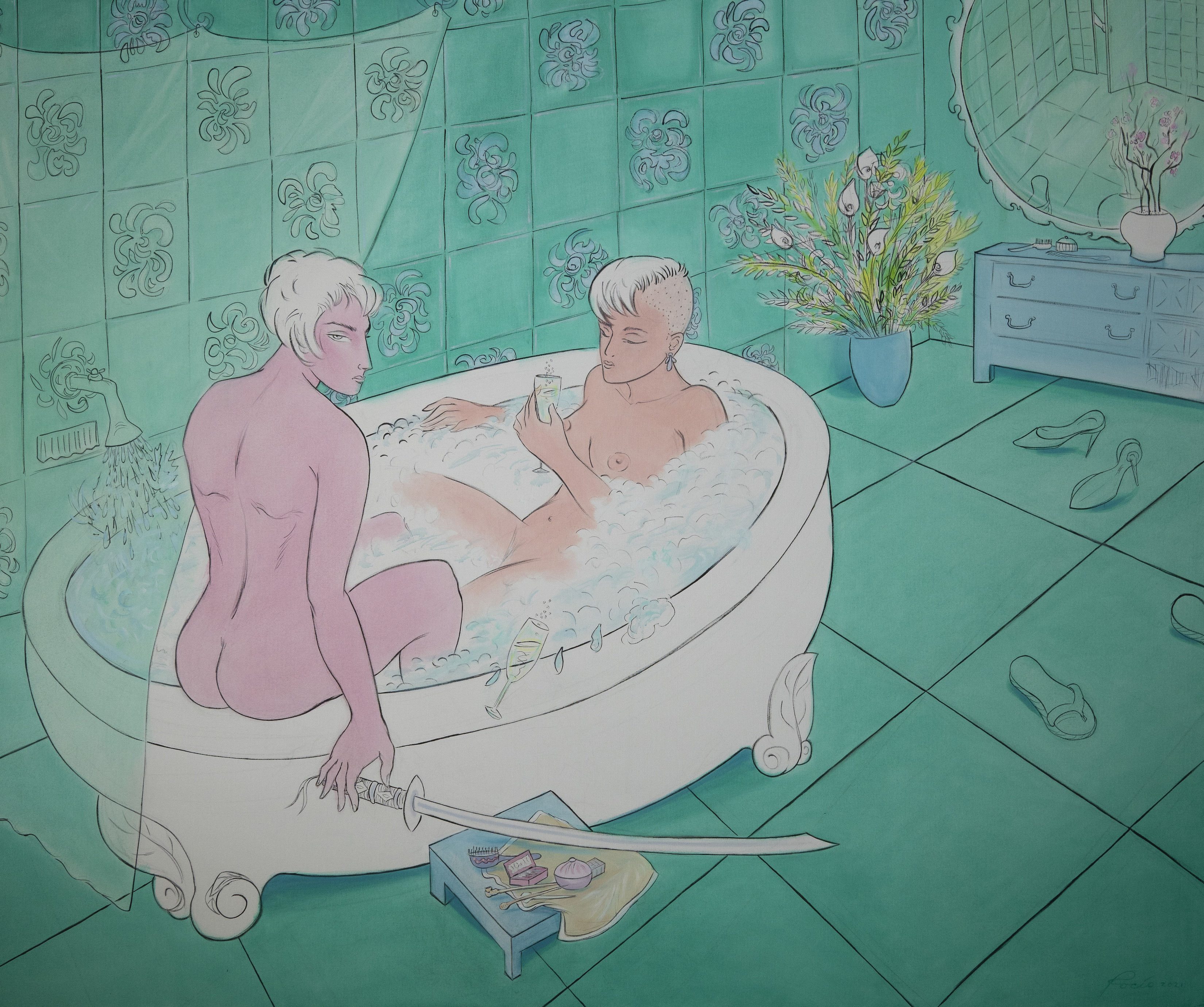 RG 04 Rocío García La Bella Samurai The Beautiful Samurai 2021 Oil on canvas 62 9 H x 74 8 W copy 2